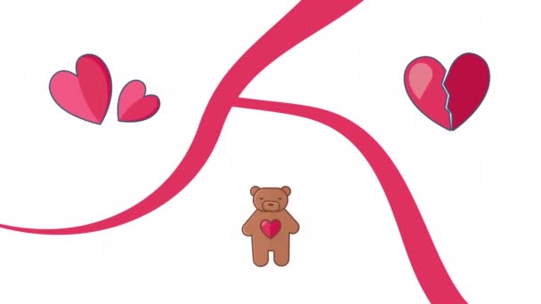 Video Cartoon Envelope Letter Heart Icon Set White Background Concept — ストック動画