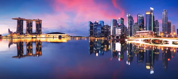 Bahía Marina Singapur Por Noche Asia — Foto de Stock