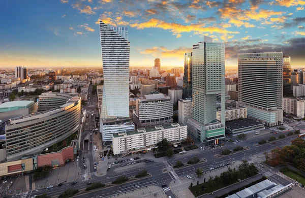 Panorama Del Tramonto Della Città Varsavia Polonia — Foto Stock