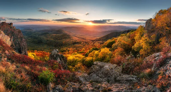 Schöne Herbstlandschaft Vom Gipfel Sitno Slowakei Berglandschaft Bei Sonnenuntergang — Stockfoto
