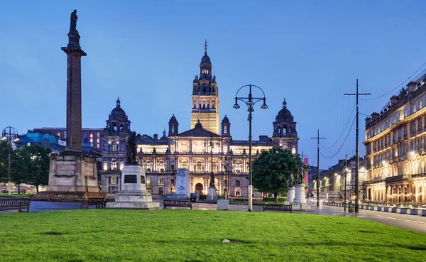 City Council Building Night View George Glasgow Szkocja Wielka Brytania — Zdjęcie stockowe