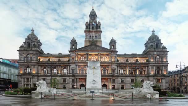 Glasgow City Time Lapse Chambers George Square Nobody Scotland — Vídeo de stock