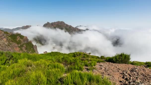 Upływ Czasu Maderze Szczyt Arieiro Krajobraz Górski Nad Chmurami Portugalia — Wideo stockowe