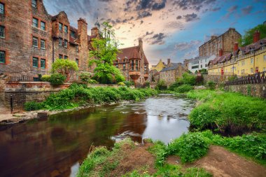 Edinburgh - Dean village at dramatic sunrise, Scotland clipart