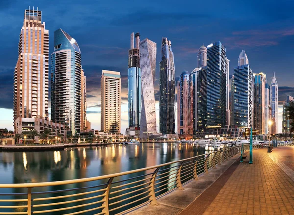 Dubai Canal Marina Skyline Panorama Night United Arab Emirates — Foto Stock