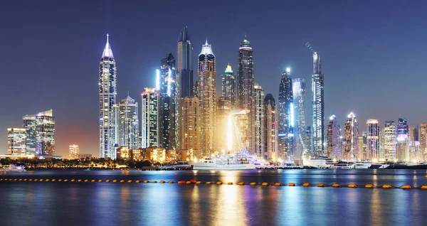 Dubai Marina Skyline Panorama Nachts Verenigt Arabische Emiraten — Stockfoto