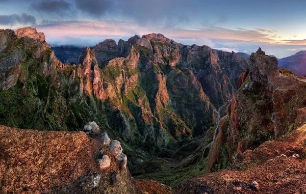 Sopečná Hora Madeiře Krásná Krajina Při Východu Slunce Portugalsko — Stock fotografie
