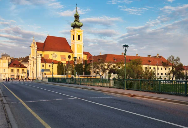 Arkkitehtoninen Maamerkki Gyor Carmelite Barokki Kirkko Unkari — kuvapankkivalokuva