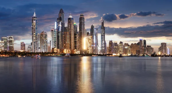 Dubai Marina Skyline Panorama Noite Une Emirados Árabes — Fotografia de Stock