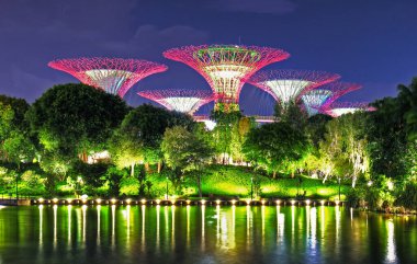 Supertree Bahçe geceleri, Körfez, Singapur Bahçe