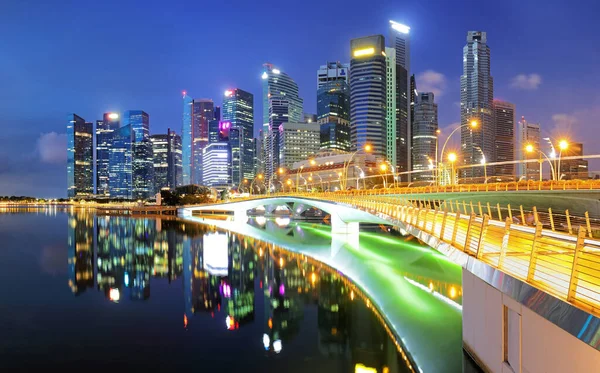 Ciudad Singapur Skyline Por Noche — Foto de Stock