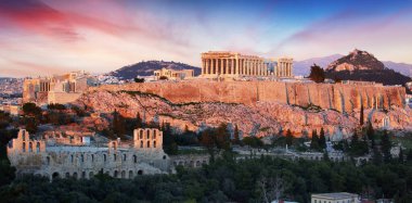 Atina - Gün batımında Akropolis, Yunanistan