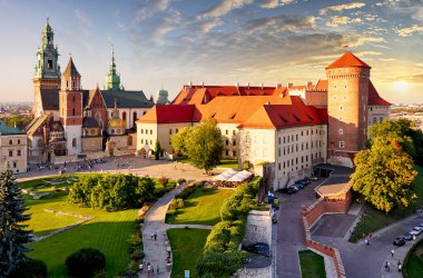 Krakow castle Wawel adlı günbatımı