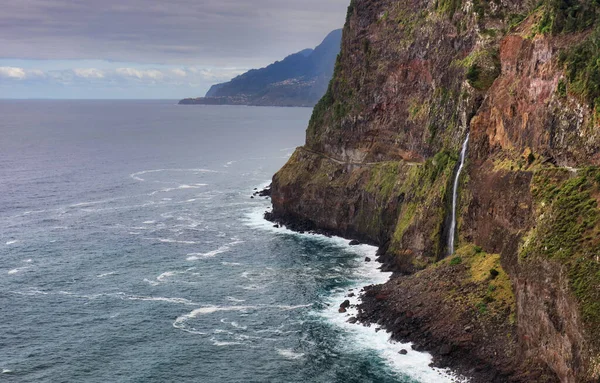 Waterfall Veu Noiva Bride Veil Madeira Portugal Nature Background — Stock Photo, Image