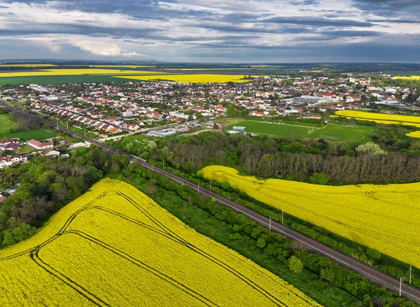 stock image Aerial view of village Cifer near city Trnava, Slovakia