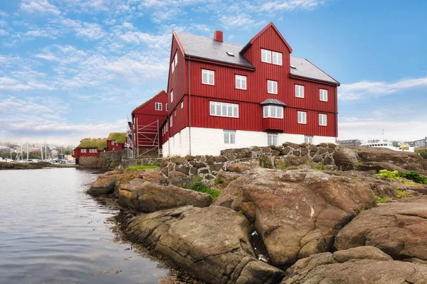 Některé Staré Tradiční Stavby Tinganes Torshavn Faerské Ostrovy Dánsko — Stock fotografie