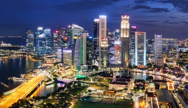 Singapour Quartier Des Affaires Ville Crépuscule Asie Panorama — Photo