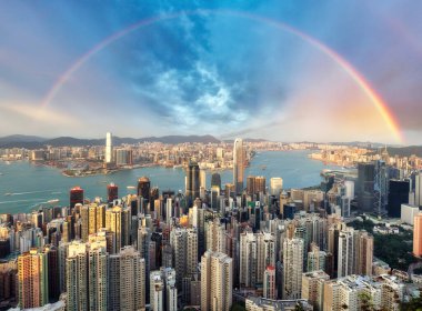 Hong Kong - Victoria Limanı üzerinde Gökkuşağı, Çin