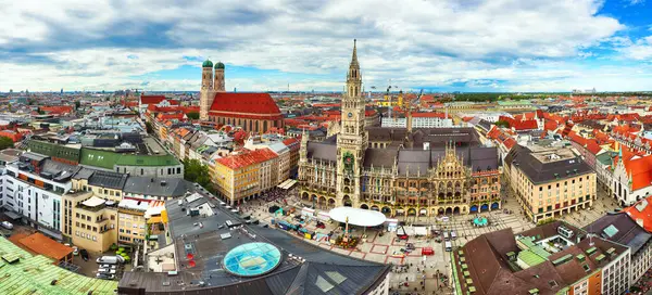 Monachium Niemcy Panorama Miasta Pod Wysokim Kątem Panorama Marienplatz Nowy — Zdjęcie stockowe