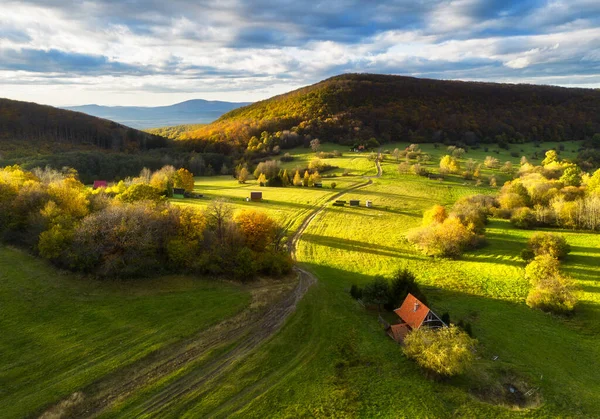 Luftaufnahme Sommer Der Slowakei Grüne Wiesen Und Felder Gras Und — Stockfoto