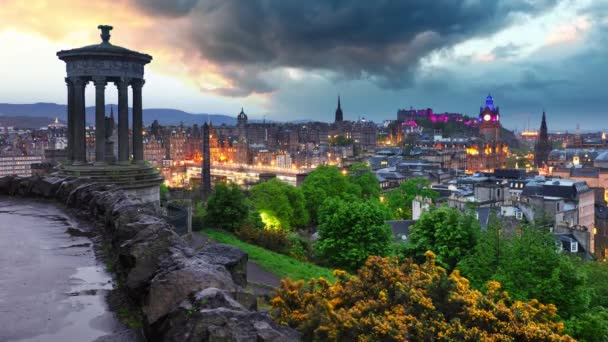 Édimbourg Horizon Coucher Soleil Royaume Uni Écosse Laps Temps — Video
