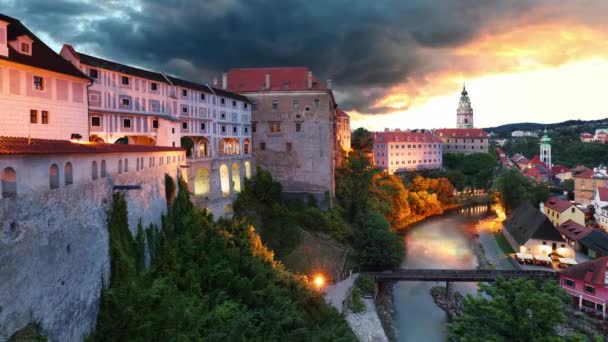 Cesky Krumlov Tarihi Kenti Güney Bohemya Çek Cumhuriyeti Nde Dramatik — Stok video