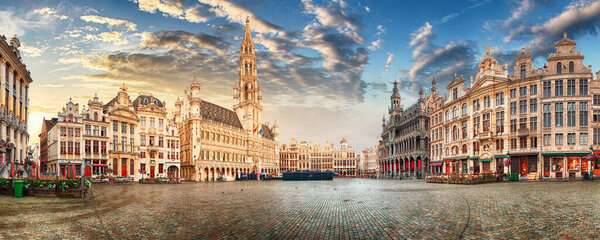 Бельгия, закат в Брюсселе, Grand Place