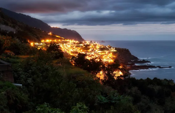 Night village in Madeira, near Porto Moniz