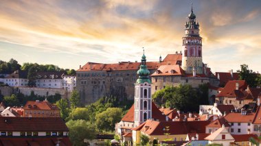 Çek Cumhuriyeti - Cesky Krumlov dramatik günbatımında