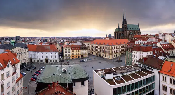 Stare Miasto Rynku Bożego Narodzenia Katedry Piotra Pawła Brnie Czechy — Zdjęcie stockowe