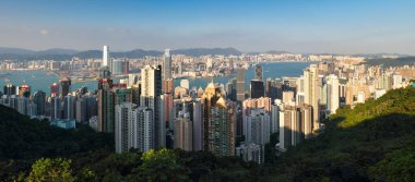 Gündüz Hong Kong, Çin ufuk çizgisi - hava manzarası