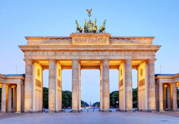 Βερολίνο Πύλη Του Βρανδεμβούργου Νύχτα Εικόνα Αρχείου