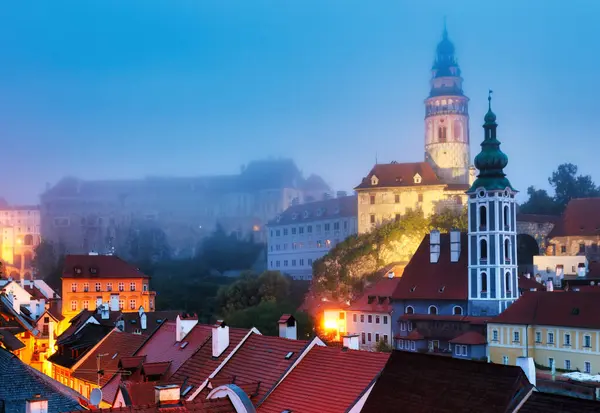 Όμορφη Θέα Του Κάστρου Και Του Ποταμού Vltava Στο Cesky Royalty Free Εικόνες Αρχείου
