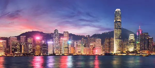 Hong Kong Cina Skyline Panorama Tutta Victoria Harbor Immagine Stock