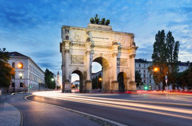 Siegestor (Victory Gate) triumphal arch in downtown Munich, Germany  clipart