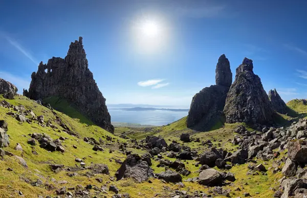 Wschód Słońca Starego Człowieka Storr Wyspie Skye Szkocja Zdjęcia Stockowe bez tantiem