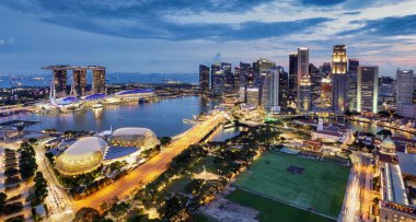 Singapur iş bölgesi ve Alacakaranlık, Asya 'daki şehir - panorama