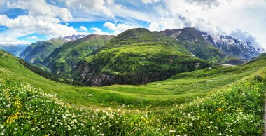 Mountain panoramic view from Grossglockner High Alpine Road in the austrian Alps clipart