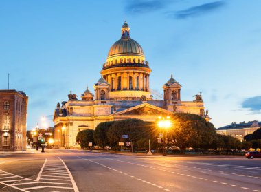 St. Isaac's Katedrali, gece, Saint Petersburg, Rusya Federasyonu