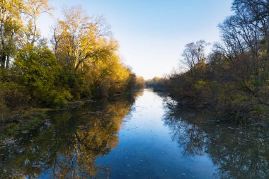 Slovakya 'daki küçük Tuna Nehri' nin havadan görünüşü