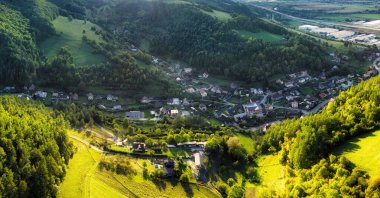 Summer landscape with village, Slovakia - panorama clipart