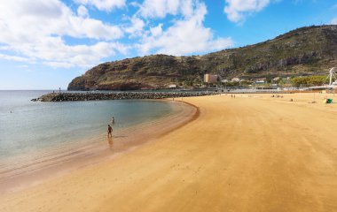 Madeira, Portekiz 'deki Beach Machico - hiç kimse
