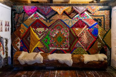 El yapımı bir dokuma ürününün fotozon arkaplanı