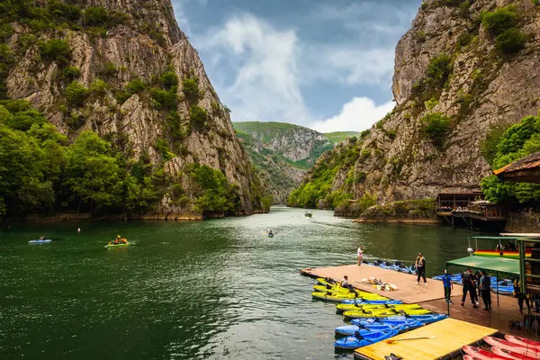 Matka North Macedonia 2023 Matka Canyon River Dam Valley Kayaking Royalty Free Stock Images