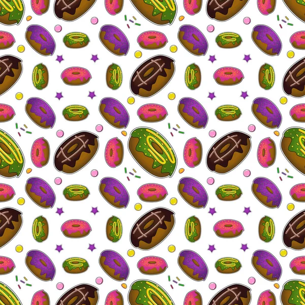 Beignets Doux Multicolores Avec Des Saupoudres Colorées — Image vectorielle