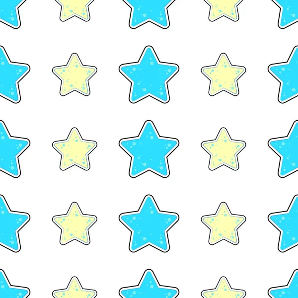 Roztomilý Dětský Vektorový Vzor Žlutými Modrými Hvězdami — Stockový vektor