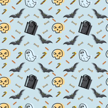 Kafatası, kemik, mezar taşı ve yarasalarla kusursuz şenlik düzeni.