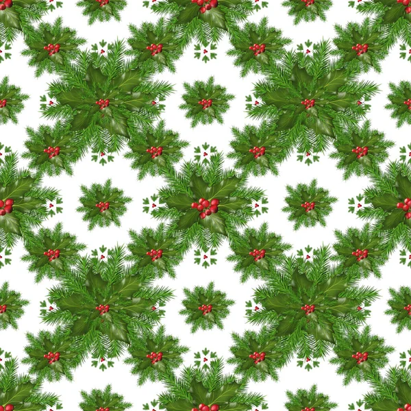 Χριστουγεννιάτικο Σχέδιο Οστό Κόκκινα Μούρα Και Κλαδιά Δέντρων Εικονογράφηση Για — Φωτογραφία Αρχείου
