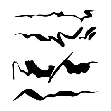 Fırça 2. Grunge fırça darbeleri. Pis fırça darbeleri. Vektör doğrusal vuruşlar, soyut mürekkep arkaplanları