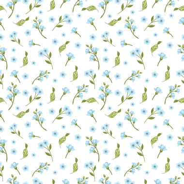 Mavi bahar çiçekleriyle vektör deseni